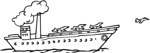 Aircraft Carrier With Jets Coloring Page